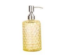SMASOLO Refillable Glass Lotion Container with Pineapple Texture Stainless Steel Nozzle Pump Bottle for Shampoo Conditioner and Shower Gel Eco Friendly Portable Dispenser for Home and