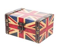 SMASOLO Retro Wooden Jewelry Box Medium Sturdy Treasure Chest for Home Storage Antique Style Jewelry Organizer with Union Jack Flag Design Decorative Trinket Container