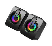 SMASOLO Rgb LED Wired Gaming Speakers with Subwoofer Usb-powered Desktop Sound System with Inline Volume Control Compact Breathing Light Stereo Speakers for Laptop Home Office