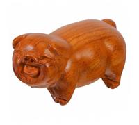 SMASOLO Rosewood Zodiac Pig Statue Wood Carving Ornament Decorative Lucky Pig Figurine for Home Office Desk Small Creative Craft Animal Decor