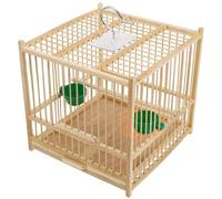 SMASOLO Small Handmade Bamboo Bird Cage with 1.1cm Wire Spacing, Indoor Finch Carrier with Two Feeding Cups, Woven Cage for Songbirds and Pet Birds in Home Use