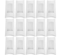 SMASOLO Small White Paper Pillow Boxes 50Pcs 16X7.8X2.5Cm Window for Sweets and Jewelry Display Food Packaging for Parties