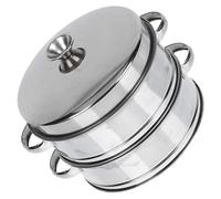 SMASOLO Stainless Steel Kitchen Steamer Basket with Lid Double Food Steaming Tool for Dumplings Buns Vegetables Suitable for Home and Commercial Use
