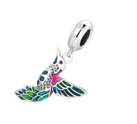 SMASOLO Sterling Silver Kingfisher Bird Bead Charm for DIY Bracelet Making Colorful Drip Pendant for Handmade Jewelry Lightweight Craft Accessory Gift for Women
