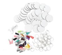 SMASOLO Sublimation Blank Keychain Set 10Pcs Round Heat Transfer MDF Key Pendants with Tassels DIY Craft Car Hanging Ornaments Bulk Key Chain Blanks for