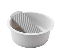 SMASOLO Thickened Grey Laundry Basin with Non Slip Washboard for Clothes Hand Washing Multipurpose Durable Plastic Wash Tub for Home Dormitory and Garments Cleaning