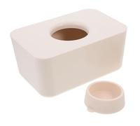 SMASOLO Tissue Box Cover Rectangular with Sealed Silicone Lid Beige Wet Wipes Holder Household Napkin Storage Case for Car and Home Desktop Use