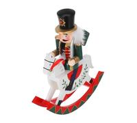 SMASOLO Traditional Wooden Nutcracker Rocking Figurine Christmas Ornament Festive Xmas Shelf Tabletop Decoration for Home Office Party Multifunctional