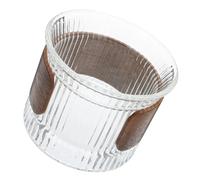 SMASOLO Transparent Glass Tea Cup with Wooden Ring Insulated Design Smooth Edges Breakfast Drinking Glass for Daily Use Easy to Clean Mug for Coffee Milk Juice and Desserts
