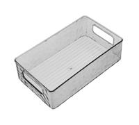 SMASOLO Transparent Grey Plastic Storage Box with Modern Chic Pattern Freezer Organizer Bin for Kitchen and Pantry Rectangular Refrigerator Storage Container for Home Organization