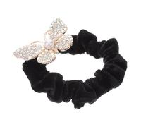 SMASOLO Vintage Butterfly Hair Scrunchy with Sparkling Rhinestones White Elastic Hair Tie for Women and Teen