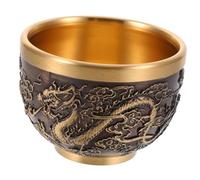 SMASOLO Vintage Chinese Copper Teacup with Dragon Pattern Embossed Retro Decorative Cup for Home Decor and Restaurant Use Stable Structure for Wine Whiskey Beer and Tea Enjoyment