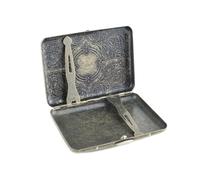 SMASOLO Vintage Flipping Cover Cigarette Case Portable Stainless Steel Holder for Men Embossed Pattern Protector Prevents Moisture and Crushing