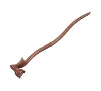 SMASOLO Vintage Golden Sandalwood Hair Stick with Curved Long Tail Cat Design Handmade Solid Wood Hairpin for Women Chinese Retro Hair Accessories for Stylish Hairdos