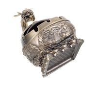 SMASOLO Vintage Metal Dragon Ashtray Portable and Wind-proof with Lid for Home and Outdoor Use, Artistic Antique Style Decorative Gift for Men, Coffee Colour