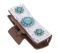 SMASOLO Vintage Silver Alloy Hair Claw Clip with Turquoise Accent Jaw Clamp for Thick Hair Metal and Cloth Design Elegant Styling Accessory for Women