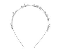 SMASOLO Vintage Silver Metal Leaf Headband with Rhinestones Alloy Greek Goddess Hair Accessories for Women and Comfortable Secure Fit Wedding Bridal Tiara Crown Hair Hoop for Romantic