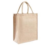 SMASOLO Waterproof Reusable Burlap Tote Bag 26x27x10cm with Wrapped Handle, Eco-friendly Jute Grocery Pouch for Shopping and Outdoor Storage