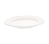 SMASOLO White Porcelain Dinner Plate with Embossed Ceramic Design Round Food Serving Dish for Salad Dessert and Noodles Lightweight Splash Resistant Easy to Clean for Home and Restaurant