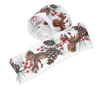 SMASOLO White Squirrel Christmas Ribbon Wired Edge Wrapping Ribbon for DIY Crafts Box Decoration Home and Holiday Use