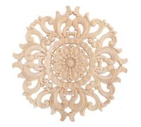 SMASOLO Wood Carved Onlay Applique Round Wooden Furniture Decoration Premium Polished Rubberwood Craft for Cabinets Walls Mirrors and Doors Home Decorative Overlay