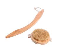SMASOLO Wooden Bathing Brush with Detachable Long Handle for Deep Cleansing and Massaging Back Scrubber Shower Brush for All Season Use Easy to Clean Hard to Reach Areas Khaki