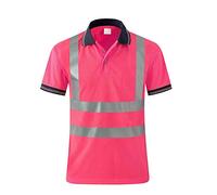SMASYS Safety Polo Shirt High Visibility - Reflective Shirt Short Sleeve ANSI Standards Construction Work Wear for Men and Women (Pink, XL)