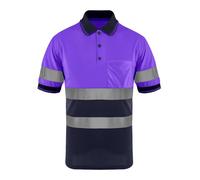 SMASYS Safety Short Sleeves Polo Shirt- Reflective Construction Hi-viz Work Wear t shirts With Pockets for women and men - Purple - XL