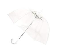 SMATI Lady’s Clear Birdcage Umbrella with white border, Transparent, Windproof; Auto open; Crystal style handle; Dome shape umbrella; Wedding's umbrella