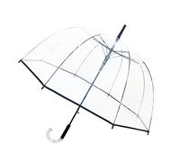 SMATI Paris - Lady’s Clear Big Birdcage Umbrella in black border - Transparent; Windproof; Auto open; Crystal style handle; French design; Dome shape umbrella