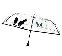 SMARTBULLE Transparent Folding Umbrella - Compact; Strong; Windproof; Automatic opening; Diameter=98cm; Women's umbrella; DOG design