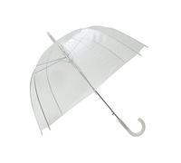 SMATI Long Transparent Umbrella - Birdcage shape; Classic and basic ; Automatic opening ; Diameter=85cm ; Women's umbrella ; White border color; Dome shape umbrella; Wedding's umbrella
