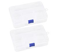 smatime 2 Packs 5 Grids Plastic Jewelry Box Clear Craft Storage Case Beads Container Transparent Earring Organizer with Compartment for Rings Hair Clips Necklaces Small Organizer Box, 15x11x3.5 cm