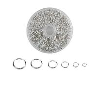 smatime 690 Pcs Split Rings with Box, Round Metal Split Key Rings Double Loop Jump Rings Open Loop Rings Assorted for Dog Pet Collar DIY Tag Jewelry Car Key Organization-4/5/6/8/10/12mm (Silver)