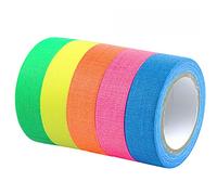 smatime Fluorescent Cloth Tape, 5 Rolls Fluorescent Cloth Tape Luminous Neon Gaffer Tapes Self Adhesive UV Blacklight Reactive Spike Tape Glow in the Dark Light Party Supplies(12.7mm x 5 m per Roll)