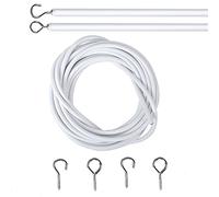 smatime Net Curtain Wire and Hooks, 2M White Voile Wire Cable Multi-Purpose Cord Cable Cut to Size Hanging Cord Kit with 2Pcs Eye Bolts and 2Pcs Screw-in Hooks for Net Curtain Rods