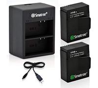 Smatree Batteries with Dual Charger Compatible for GoPro Hero 3/GoPro AHDBT-201/AHDBT-301/AHDBT-302 (2 x 1290mAH Batteries with Dual Charger)