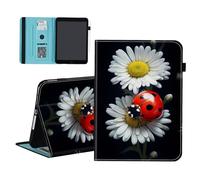 smauncucn Case for iPad Pro 11-inch M4 (2024) (Model Number: A2836/A2837/A3006),Wallet PU Leather Folio Cover Multi-Angle Stand with Auto Wake/Sleep,Ladybug on Daisy Flower
