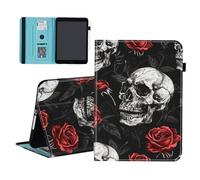 smauncucn Case for Samsung Galaxy Tab A11 8.7 Inch 2025/A9 8.7 Inch 2023,Wallet PU Leather Folio Cover Multi-Angle Stand with Auto Wake/Sleep,Skull and Rose