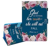 smauncucn for Galaxy Tab A7 Case 2020,SM-T500/T505/T507 Tablet Case,Bible Psalm 46:5 Pink Flower Wallet PU Leather Stand Folio Slim Smart with Auto Sleep/Wake Case for Samsung Galaxy Tab A7 10.4 Inch