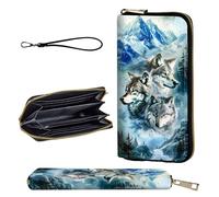 smauncucn Wallet,Leather Long Wallet Suitable For Ladies And Teenagers, Mountain Wolf Pack, Wallet-A