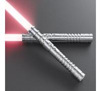 Smautop Lightsaber for Kids and Adults 2 in 1 RGB 11 Color USB Rechargeable Metal Handle Black Sword Suitable for Halloween Christmas Cosplay（Silver)