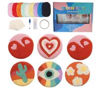 Smavles 6PCS Punch Needle Coaster Kit,Easy DIY Embroidery Set for Beginners,Kids & Adults with Patterns,Felt Yarns Embroidery Coaster with Patterns,Tools,Yarns,Hoop,Instructions & Coaster Holder