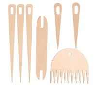 Smavles 7 Pieces Wood Hand Loom Stick Set, Include 5 Pieces Big Eye Knitting Needles with Wooden Shuttles Weaving Stick and Wood Weaving Comb for Knitted Crafts DIY