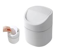 Smavles Mini Desk Bin, White Plastic Desktop Trash Can with Lid,Mini TrashCan,Small Bin - Kitchen,Bedroom,Bathroom Portable Cute Cartoon Style Trash Can