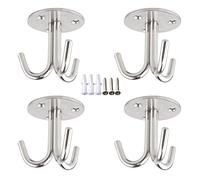 Smavles Stainless Steel Ceiling Hooks 4 Pieces Plant Hooks Coat Hooks Wall Mounted Wall Hook for Hanging Ceiling Fan Plant Basket Tool and Mosquito Net