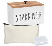 Smavles Tampon Holder for Bathroom, Versatile Tampon Storage Pad Organizer,Shark Week Tamponsanitary Pad Storage Box,Wood Bathroom Storage Bin with Lid,Cotton Swab Feminine Product Organizer(White)