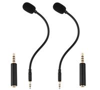 Smays 3.5mm Microphone Replacement for PC, Gaming Headset Turtle Beach, Laptop, Computer, PDP Afterglow AG6, GoPro Insta360 One RS Camera - External Mic Plug-in Gooseneck, 2-Pack