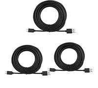 Smays Extension Cable Replacement for Blink Mini, Eufycam 2c, Wyze Cam V3 or Pan V2, Yi Camera, NestCam - Power Cord 25 ft Black, 3-Pack