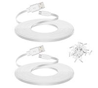 Smays Power Cord Compatible with Wyze Cam Pan, Nest, Oculus Go, Yi, Blink Security Camera - Flat, 25 ft Micro USB Cable Extension, 2-Pack
